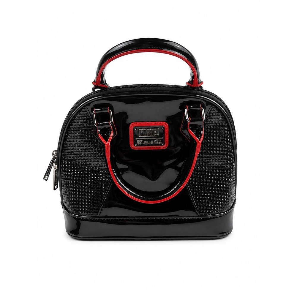Marvel Vintage Black Leather Widow Patent Satchel Shoulder Bag